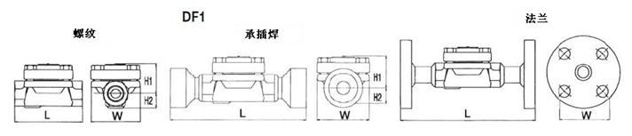 DF1热静力平衡式蒸汽疏水阀外形尺寸图