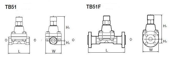 TB51温调型蒸汽疏水阀结构尺寸图
