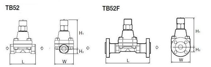 TB52温调型蒸汽疏水阀外形尺寸图