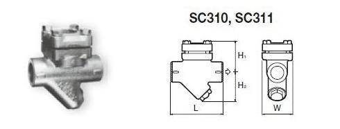 SC热动力圆盘式蒸汽疏水阀外形尺寸图