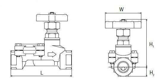 DV1热静力平衡式蒸汽疏水阀外形尺寸图