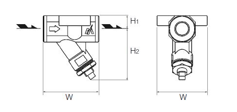 UNC双螺栓连接的蒸汽疏水阀尺寸图
