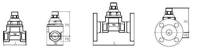 TB9温调型蒸汽疏水阀尺寸图表